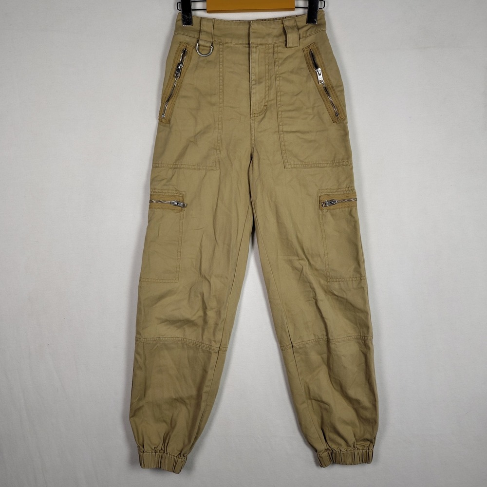 Tna Aritzia Supply Cargo Jogger Pants Tan Khaki Cotton XS CMG3-60216-30